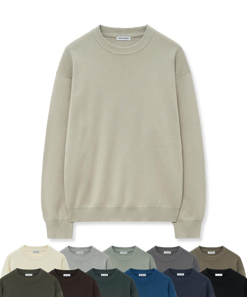 THEKNITCOMPANY Washable Cotton Crewneck Knit 12 Colors (Type A)
