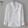 Men's Casual White Cotton-Linen Shirt: Spring/Summer Loose Short & Long-Sleeved Options