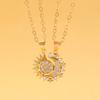 Set da 2 Pezzi Collane con Ciondolo Magnetico Sole e Luna per Donne Uomini Metallo Zircone Strass Set Collane Coppia Sole e Luna Gioielli Regali