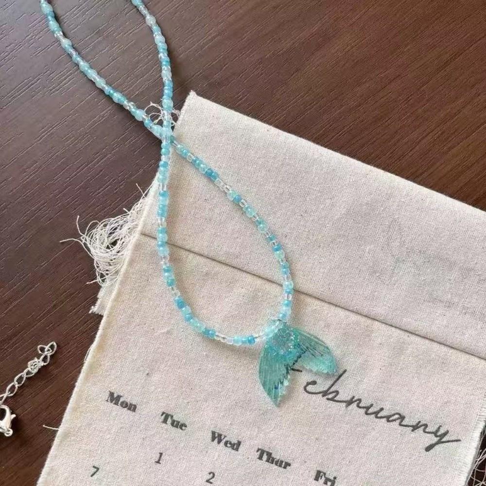 Blue Beaded Shell Necklace Starfish Shell Starfish Choker Premium Beaded Necklace  For Women C