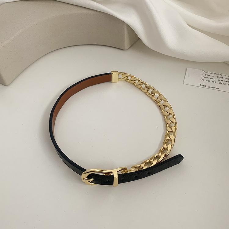 Women Fashion Leather Chain Necklace A Two-Wearing Neck Joint Bracelet