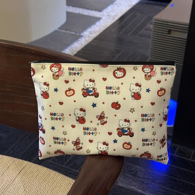 Kawaii Sanrio Hello Kitty Large Capacity Women'S Cosmetic Bags Cute Kt Cat Storage Bag With Zipper Female Travel Clutch Bag