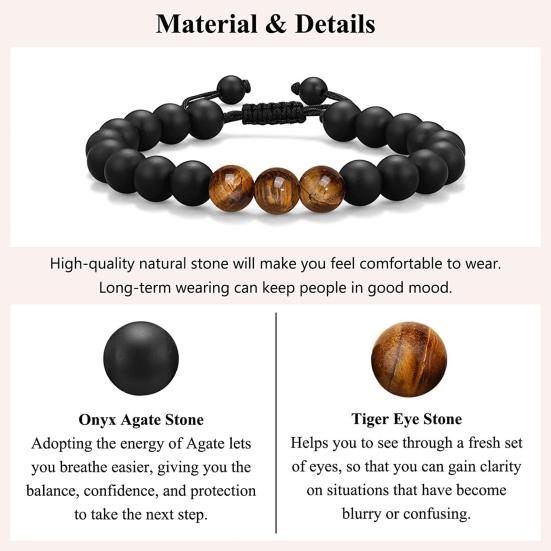 

Браслет из бусин Yousheng, натуральный камень, матовый черный камень, эластичный браслет, регулируемый, удобный для дочери/внучки/невестки