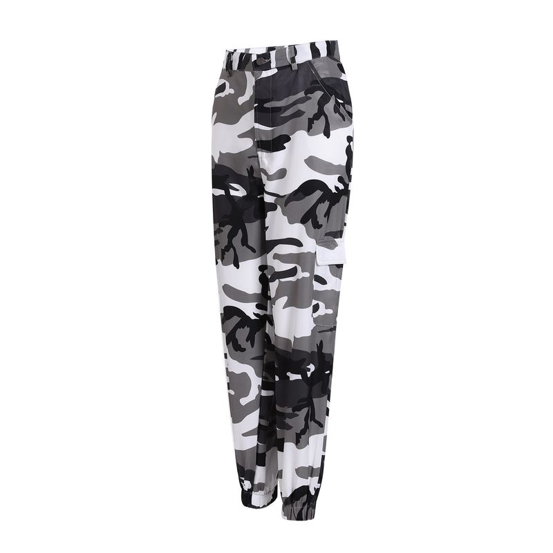 European and American 2025 Cross-Border Wish New Camouflage Workwear Denim Casual Pants Harem Pants Gray L