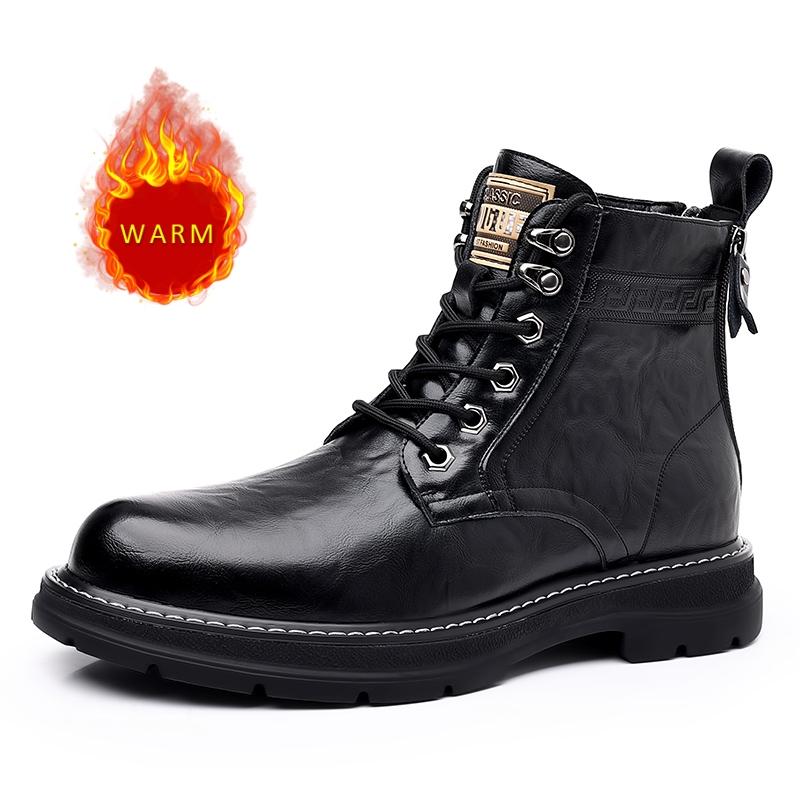 Fashion British Style Men's Genuine Leather Boots Fashionable Business Short Boots Winter Ankle Boots Men's Work Boots Versatile