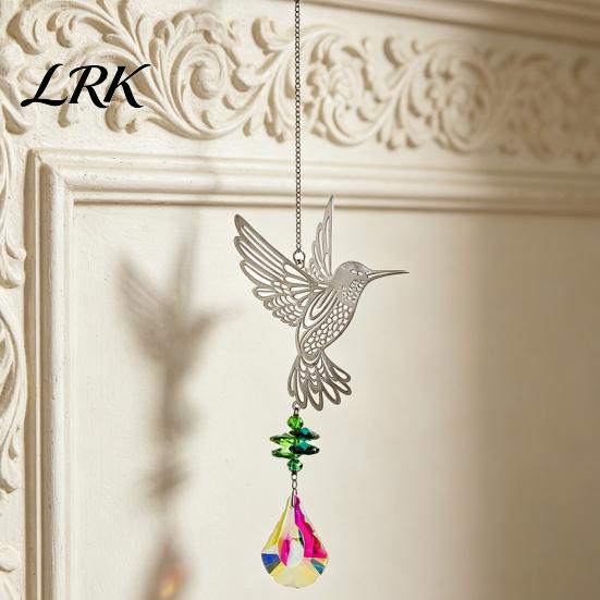Faux Crystal Suncatcher Hanging Metal Hummingbird Suncatcher, Prisms Window Colorful Light Prism Decor Rainbow Maker Ornament for Garden, Home