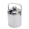 Ice Bucket 1.3L 304 Stainless Steel Double Wall Insulated Ice Cube Bucket with Tongs Strainer Lid for Red Wine Cocktail