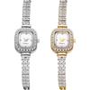 Square Women's Bracelet Watch Cute Sparkling Diamond Analog Waterproof Stainless Steel Quartz Fashion Watch