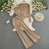 Spring & Autumn Long-Sleeve Knit Sweater with Split Wide-Leg Pants Two-Piece Set