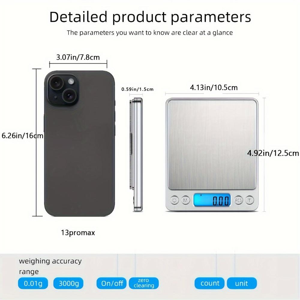 1 balance de cuisine numérique, balance alimentaire en acier inoxydable, pesée de haute précision de 0,1 g à 6,61 lb, balance de cuisson avec écran LCD, balance de cuisine à domicile pour bijoux