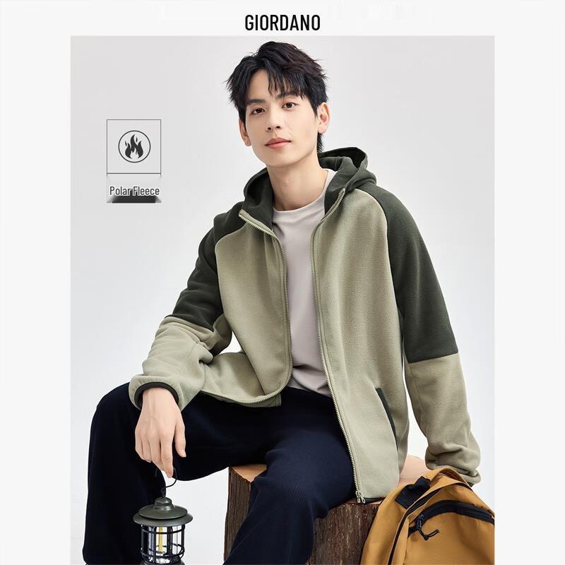 

Мужская флисовая куртка с капюшоном в стиле колор-блок Giordano L