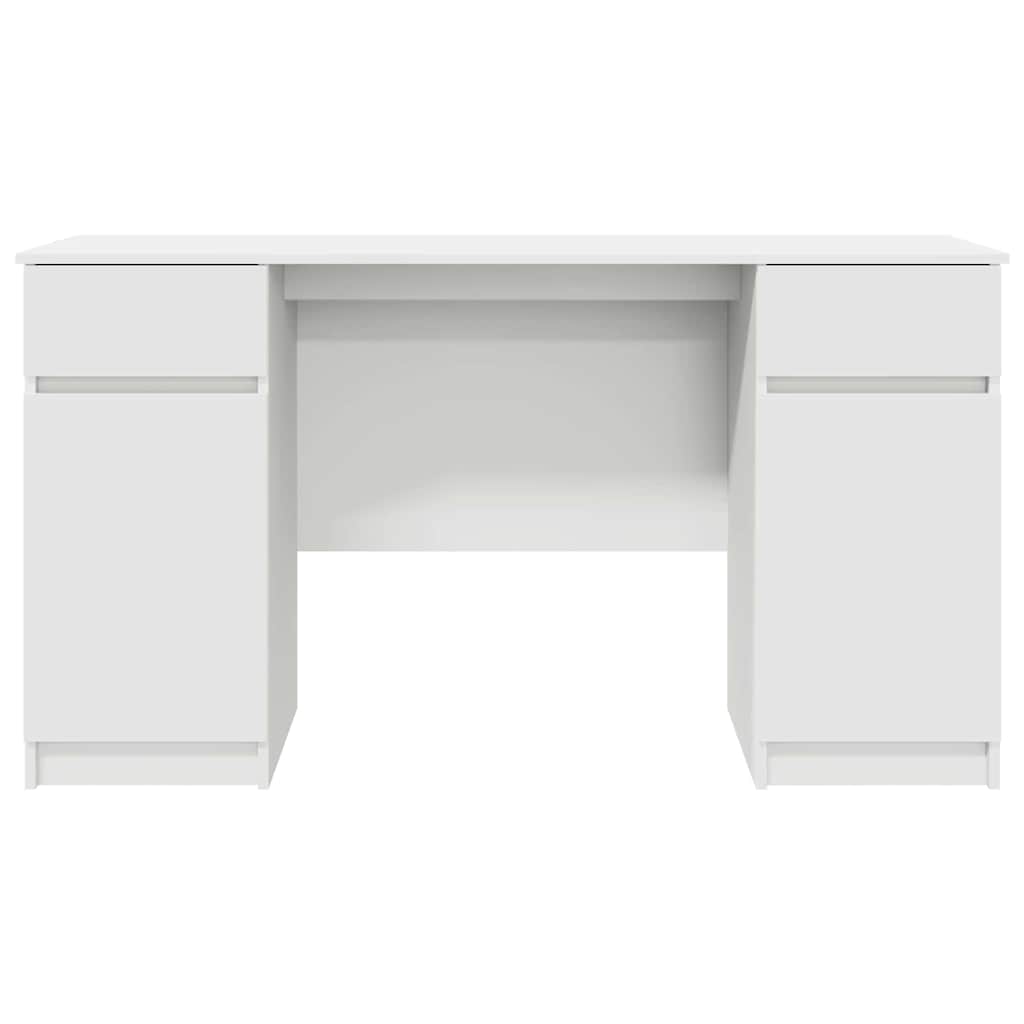 Scrivania Bianca con Cassetti 140 x 49 x 76 cm Truciolato