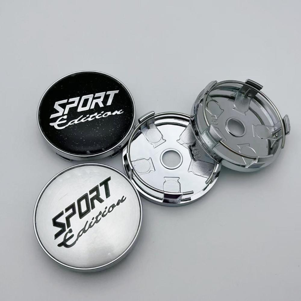 4pcs 60MM Sport Logo Emblem Car Wheel Center Caps Car Accessories for Wheel Hub Centre Cover Auto Rim Hubcaps Black/Silver Cap