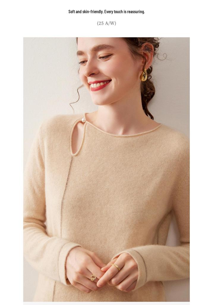 Women's Korean Style Cashmere Single-Button Pullover - Autumn/Winter Fashionable Knit Base Layer Sweater