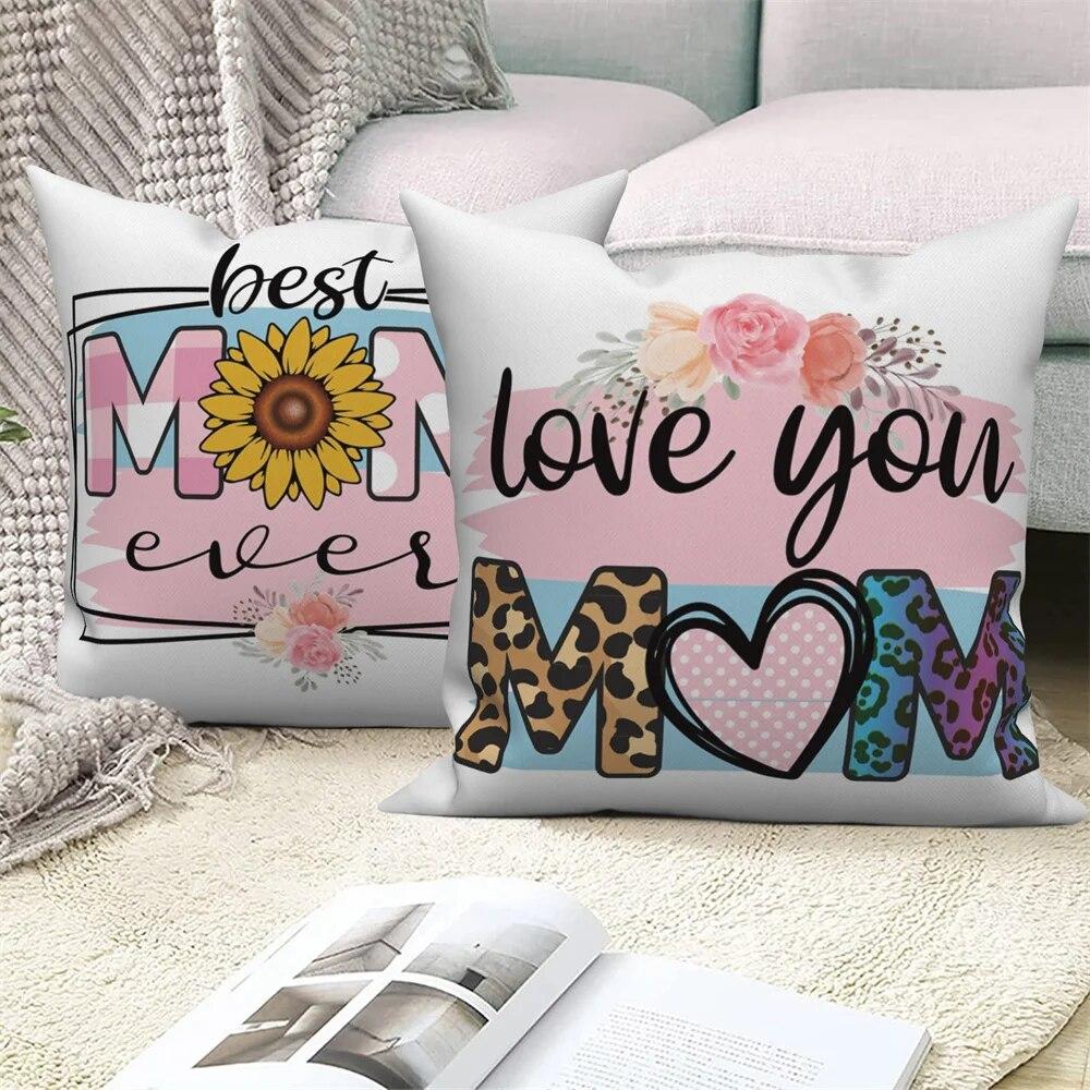 Flower Alphabet Pillowcase Cushion Cover Mother's Day  Car Sofa Home Decor Mom Gift