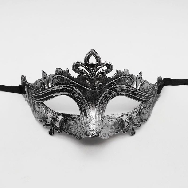 Halloween Horror Ball Party Mask Retro Jazz Flat Head Antique Half Face Bar Cosplay Decoration Props Men and Women Gold Silver