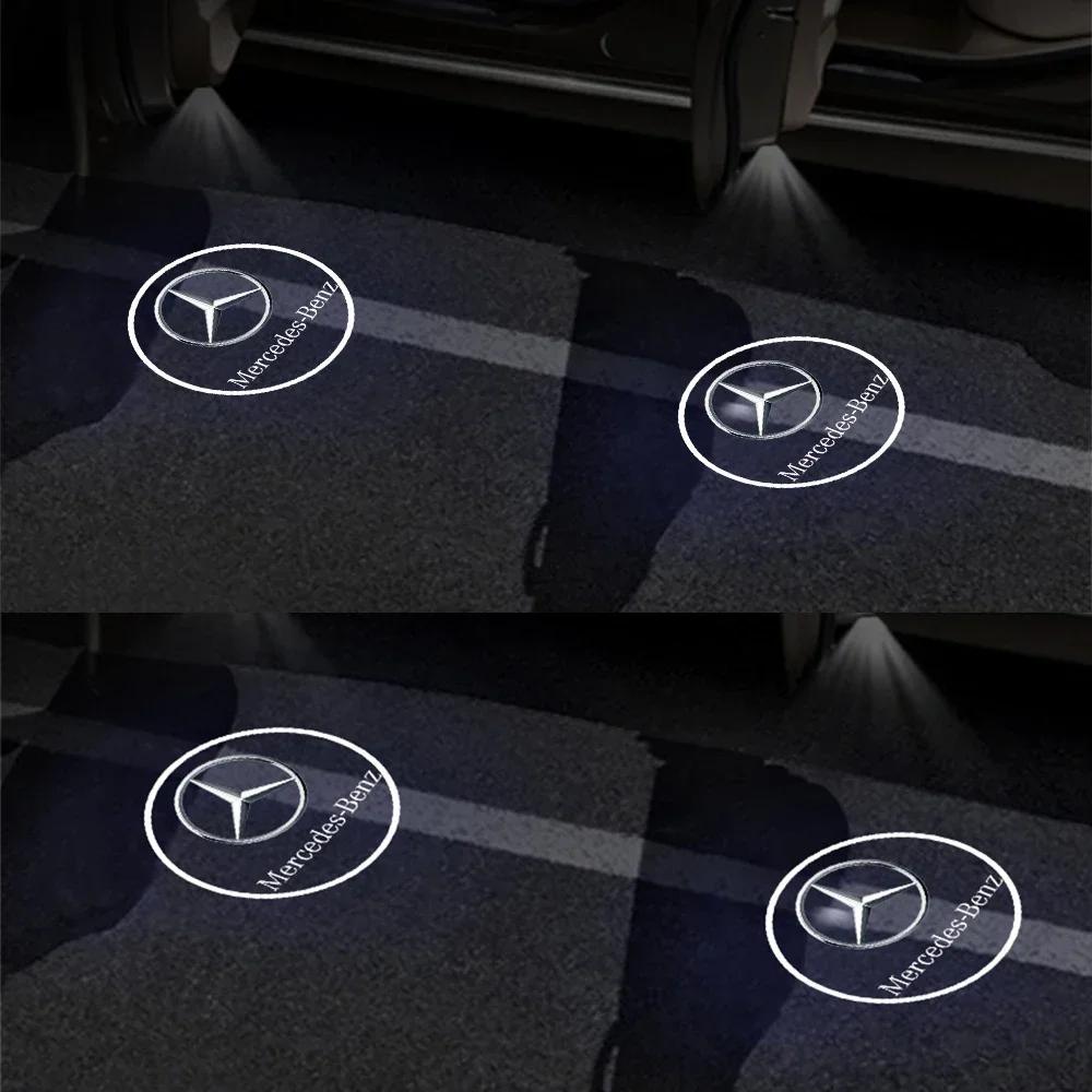 BVC1 C200 E200 New For Mercedes Benz 2/4PCS Car Door Logo Welcome Lamp Wireless Projector Light For Mercedes Benz AMG Smart Fortwo Cl