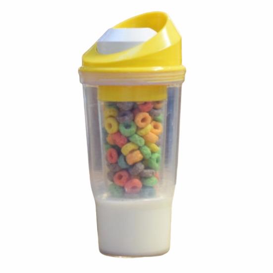 Double Layer Cereal To-Go Cup Leak-Proof Breakfast Container with Separate Compartments for Milk & Cereal Portable Cereal And Milk Cup