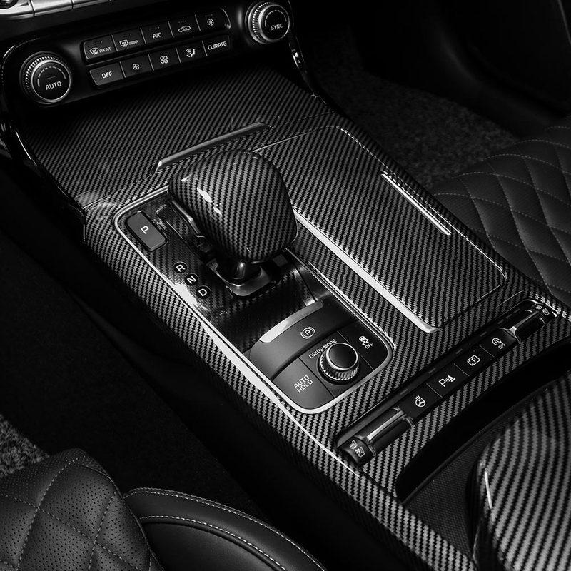 Car Interior Parts Carbon fiber Central Console Gear Shift Panel Frame Trim Cover ABS Plastic For Kia Stinger 2018- LHD/ RHD