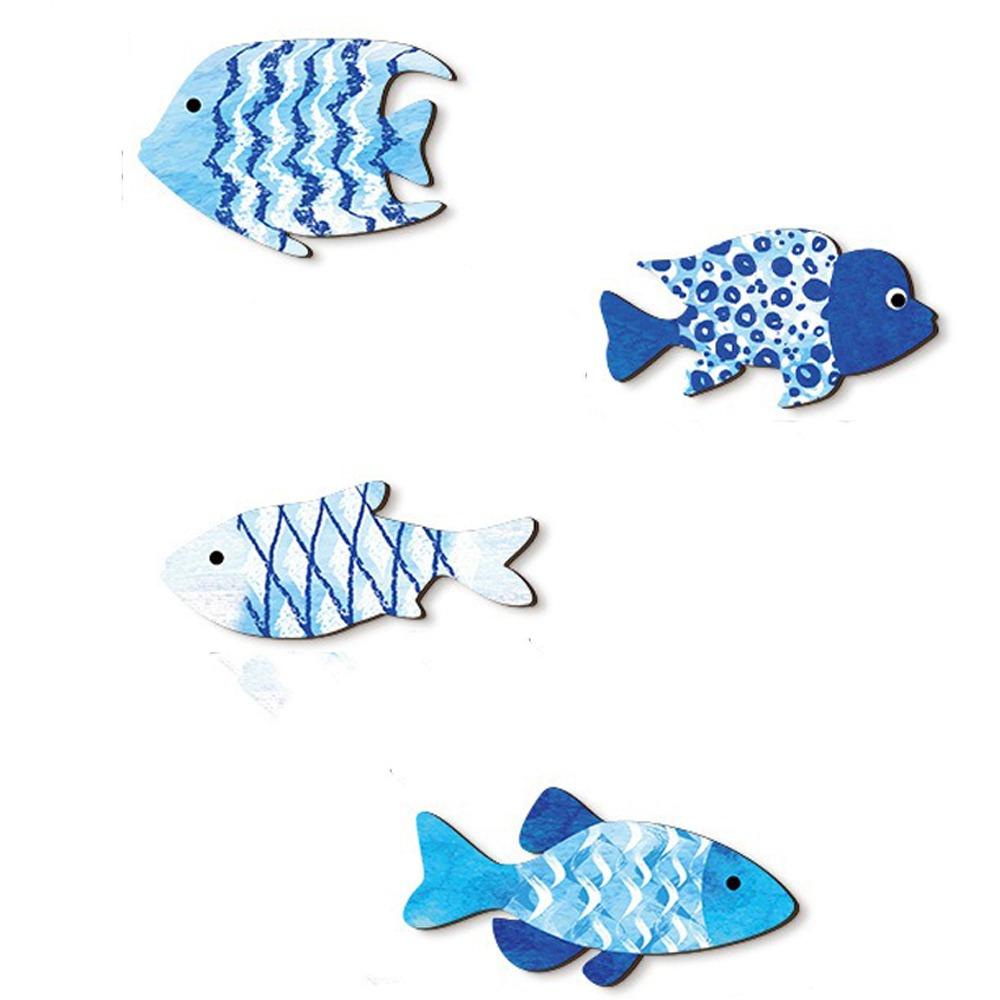 

Marine Style Fish Hanging Decor Ocean Theme Carving Fish Pendant Beach Cottage синій
