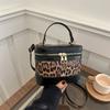 Leopard Print Splicing, Personalized Trend Contrasting Colors, Autumn New Splicing Makeup, Shoulder Crossbody Small Square Bag