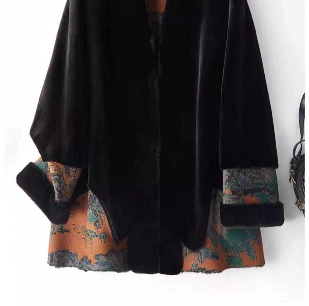 Mom's Reversible Faux Fur and Leather Coat - Women's Winter Fashion for Mid-Aged & Elderly