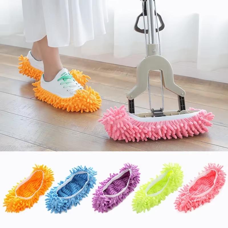 2 PAIA Pantofole Scarpe Multifunzione per Pulizia Polvere Pavimento Panno Scarpe Mop Pigro Casa Pavimento Lavabile Pulizia Microfibra Vestiti