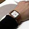 [Salvatore Marra] Watch Moon Phase Square Multi-Calendar Waterproof Business Formal Men's Leather Strap Limited Edition Pink Gold White