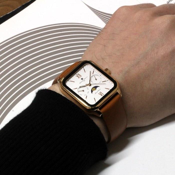 [Salvatore Marra] Watch Moon Phase Square Multi-Calendar Waterproof Business Formal Men's Leather Strap Limited Edition Pink Gold White