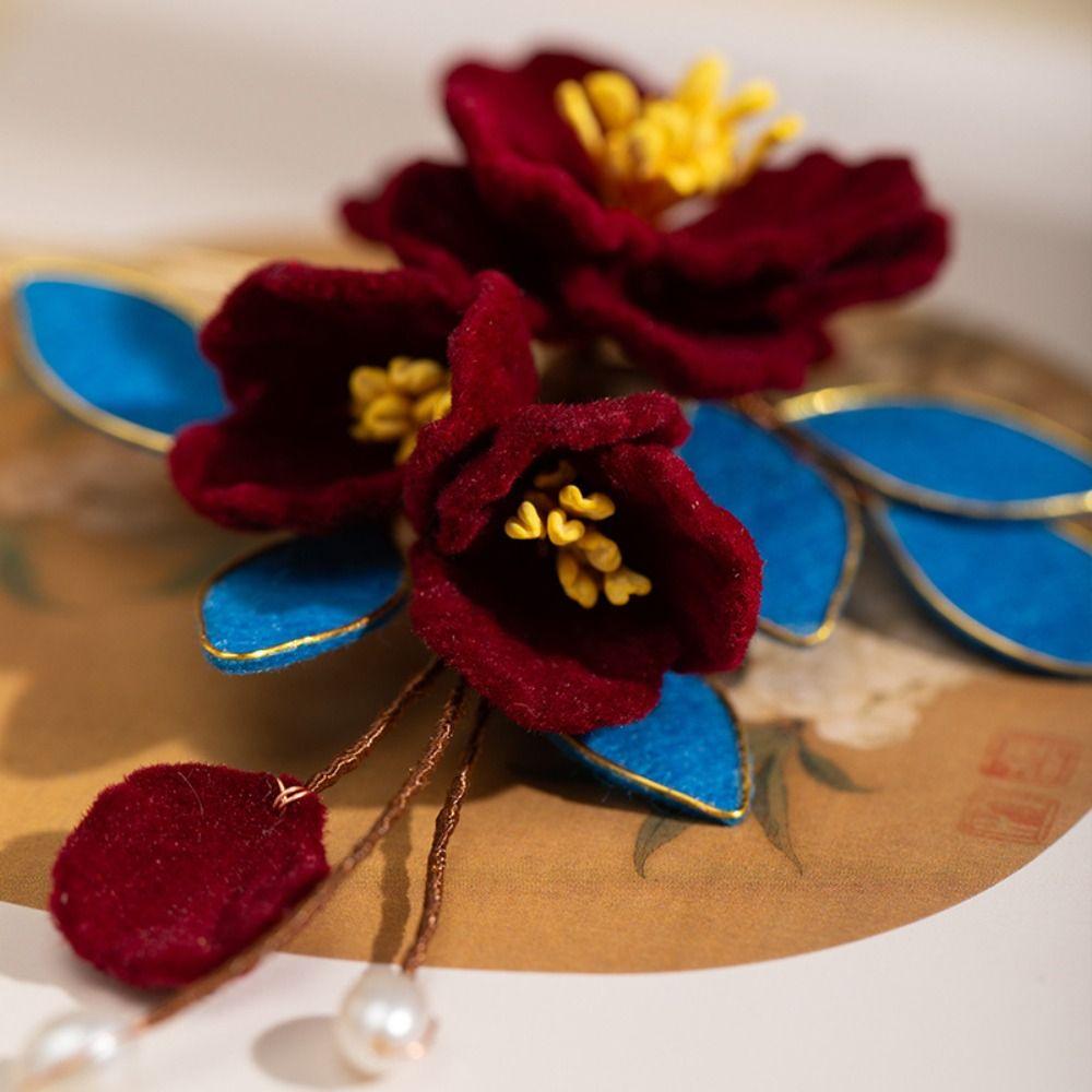 Flower Chinese Style Hair Stick Tassel Hanfu Hairpin Classical Ancient Hair Stick  Jewelry