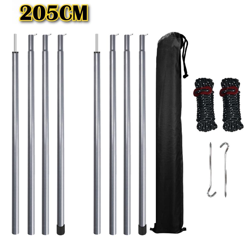 Set of 2 Tent Poles Adjustable Tarp Poles Steel Rods for Tarp Canopy Hiking Camping Replacement with Pegs & Reflective Ropes