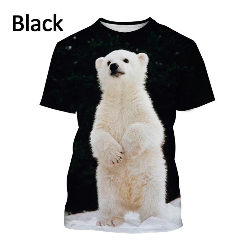 Full Print Animal Polar Bear Graphic T-Shirt For Men Summer Short Sleeve Oversized T Shirt Kids Tees Tops Clothes