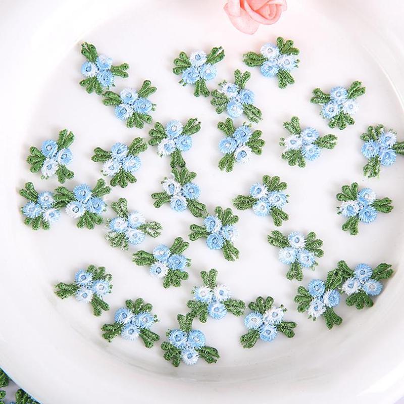 

50 шт. красные, зеленые, синие, вышитые цветочные кружевные нашивки швейные принадлежности для ремонта шириной 2 см синий