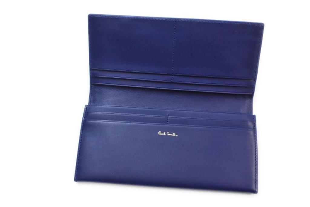 Paul Smith Men's Genuine Leather Long Wallet with Stripe and Inset Detail (Blue) - Includes Box