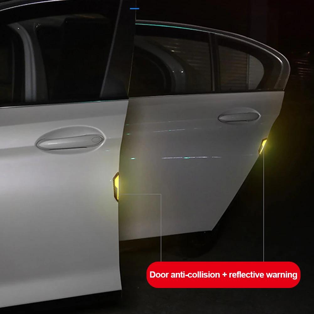 4PCS Car Door Edge Anti-Collision Strip Reflective Protection Guards Buffer Trim Protection Strip Protector Car Door Crash Bar