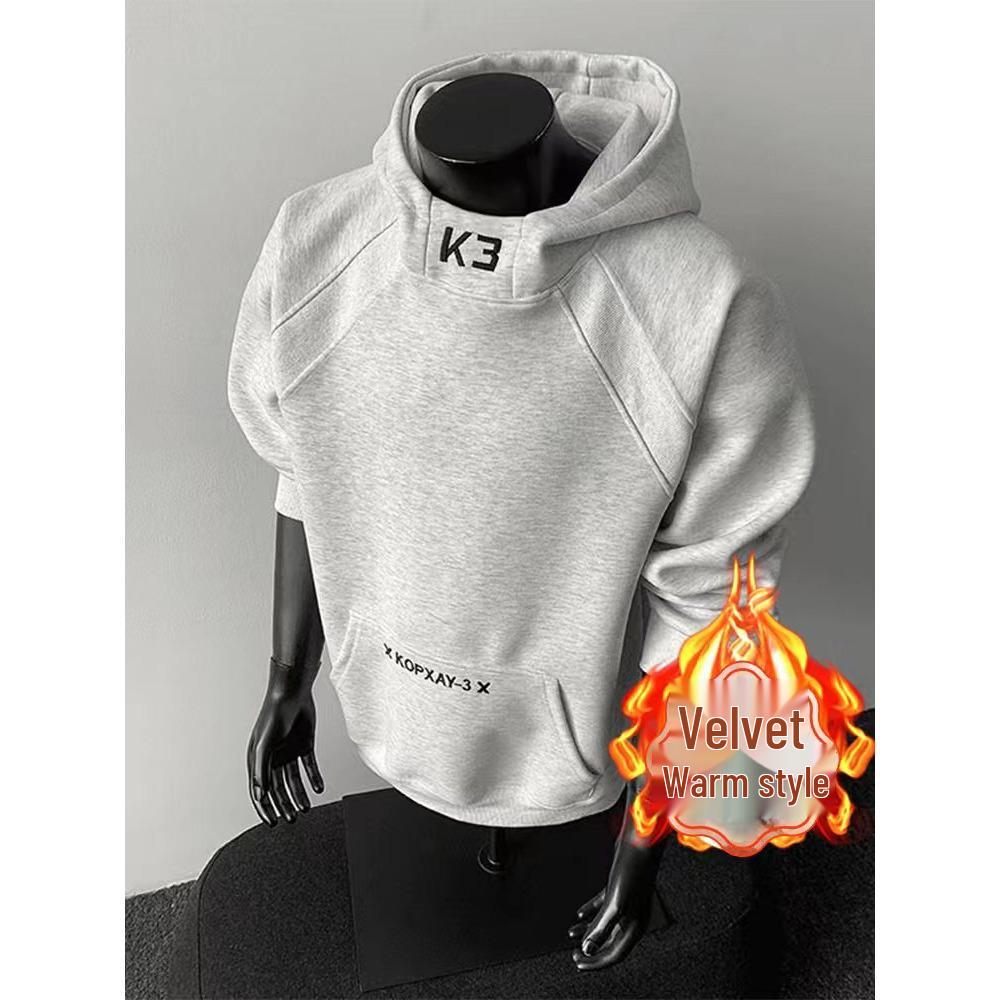 

Premium Men s Long-Sleeve Cotton Sweatshirt: Round Neck, Skin-Friendly Loose Fit, Perfect for Spring/Autumn. XXXL сірий колір/білий