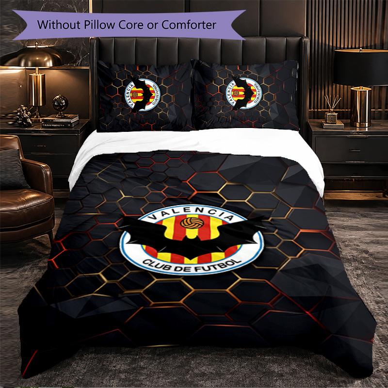 Valencia FC Themed Bedding 3Pcs Duvet Cover Set Decorative Bed Linen For Teen Room Home Decoration