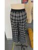 Plaid Patchwork High Waist Casual Sports Pants - Loose Lazy Style Straight Leg