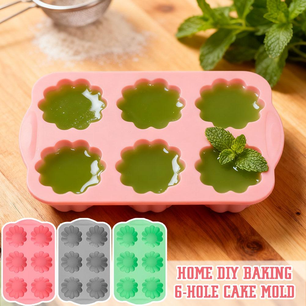6-Cavity Silicone Flower Cake Mold Non-Stick Baking Mold for Wreath Ice Cubes,Chocolate, Mousse, Desserts – Silicone Muffin Pans