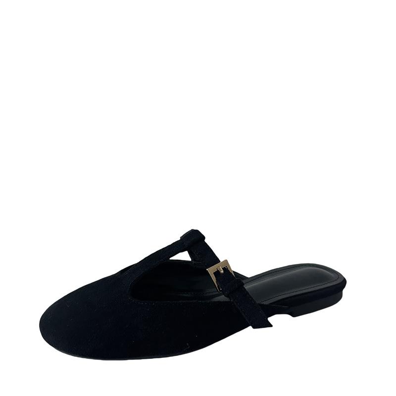 2025 New Autumn Baotou Half-drag Flat Women's Slippers