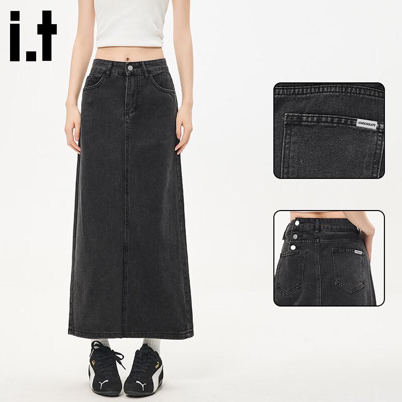 

Women s High-Waist Slit Denim Midi Skirt XS