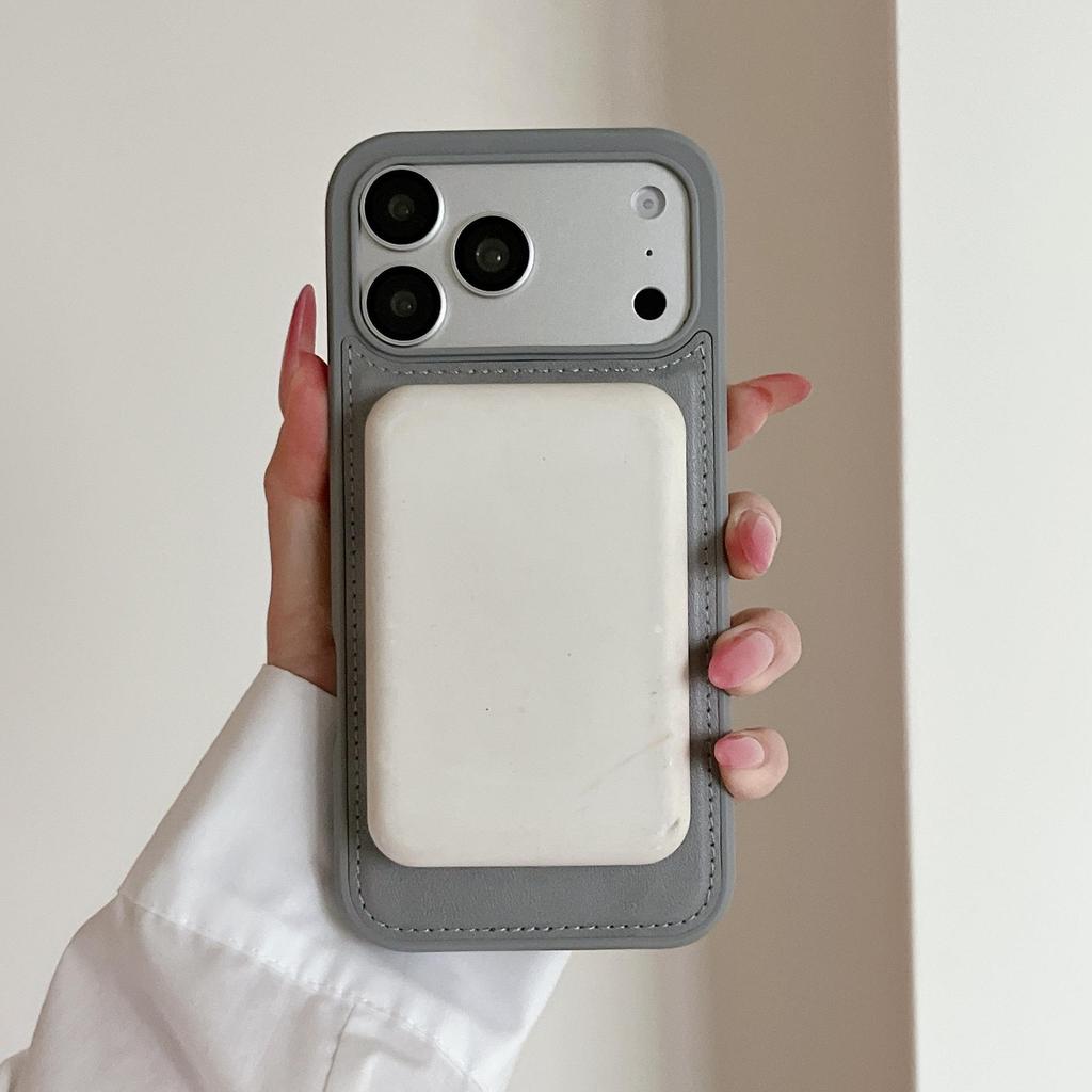 Genuine Leather Case with Magnetic Ring for iPhone 17 Pro Max/16 - Simple Anti-drop Protective Cover