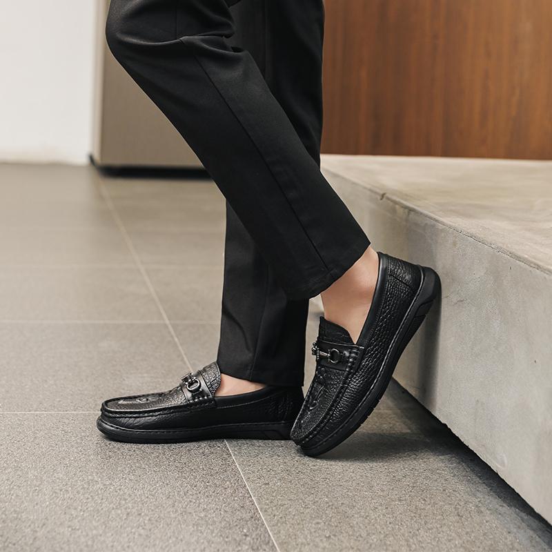 Luxusmarke Herren Slipper Mokassins Atmungsaktiv Slip-on Schwarz Fahrschuhe Echtes Leder Herren Freizeitschuhe Alleskönner Herren Slipper