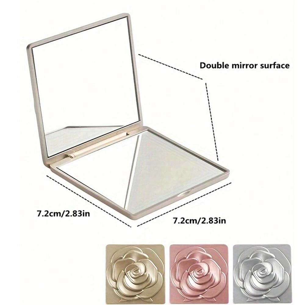 Rose Kompaktspiegel Quadratisch Reise Tragbar Make-up Spiegel Doppelseitiger Kosmetikspiegel Geschenke für Hochzeit Brautparty