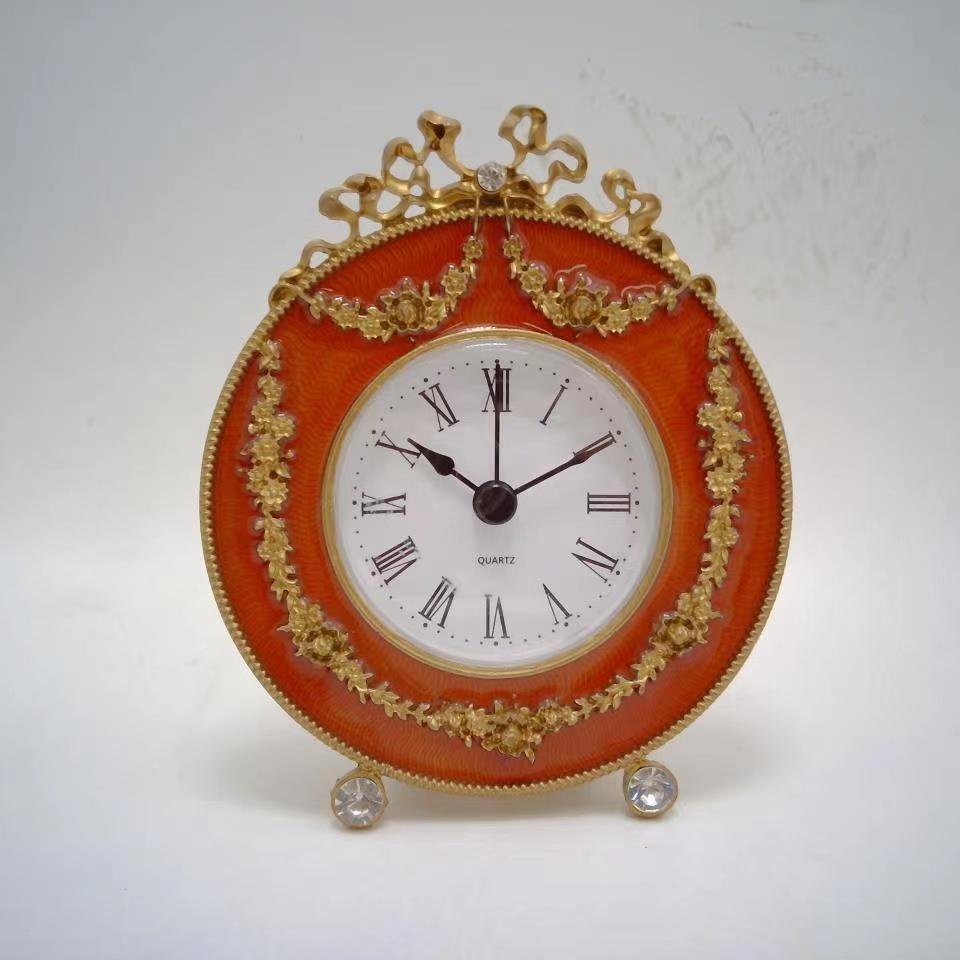 European Retro Light Luxury Desktop Hour Clock Table Clock Ornaments Household Clock Bedroom Living Room Table Setting