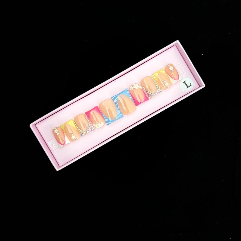 INS Hot Selling Accept Customization Duck Shape Artificial Fingernails Manicure False Nails with Glue Stickers Press on Nails