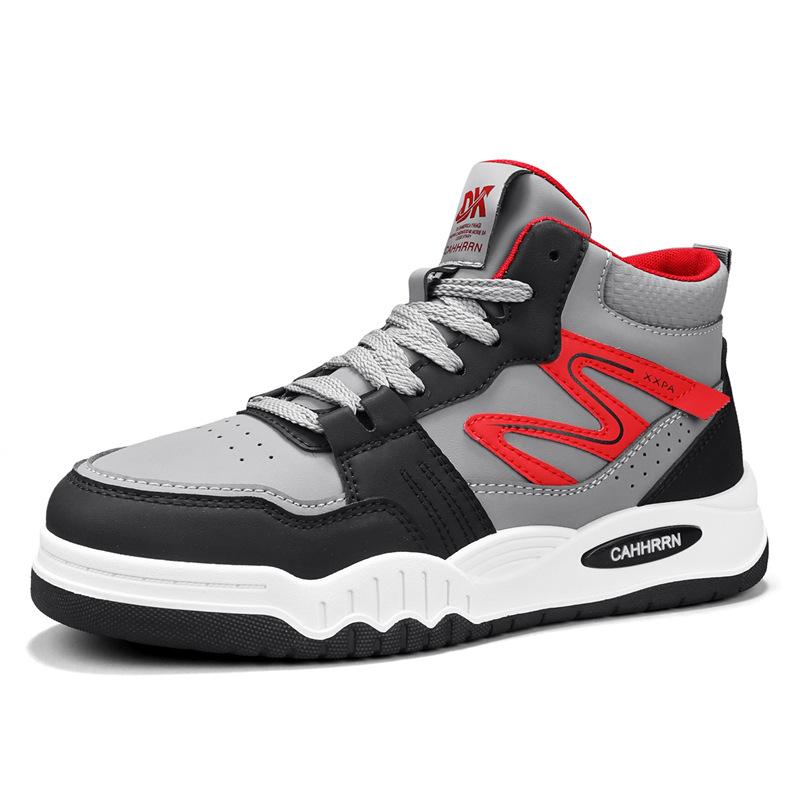 Large Size Board Shoes Autumn and Winter Leather Sports Skateboard Shoes Teen Students High-top Casual Shoes