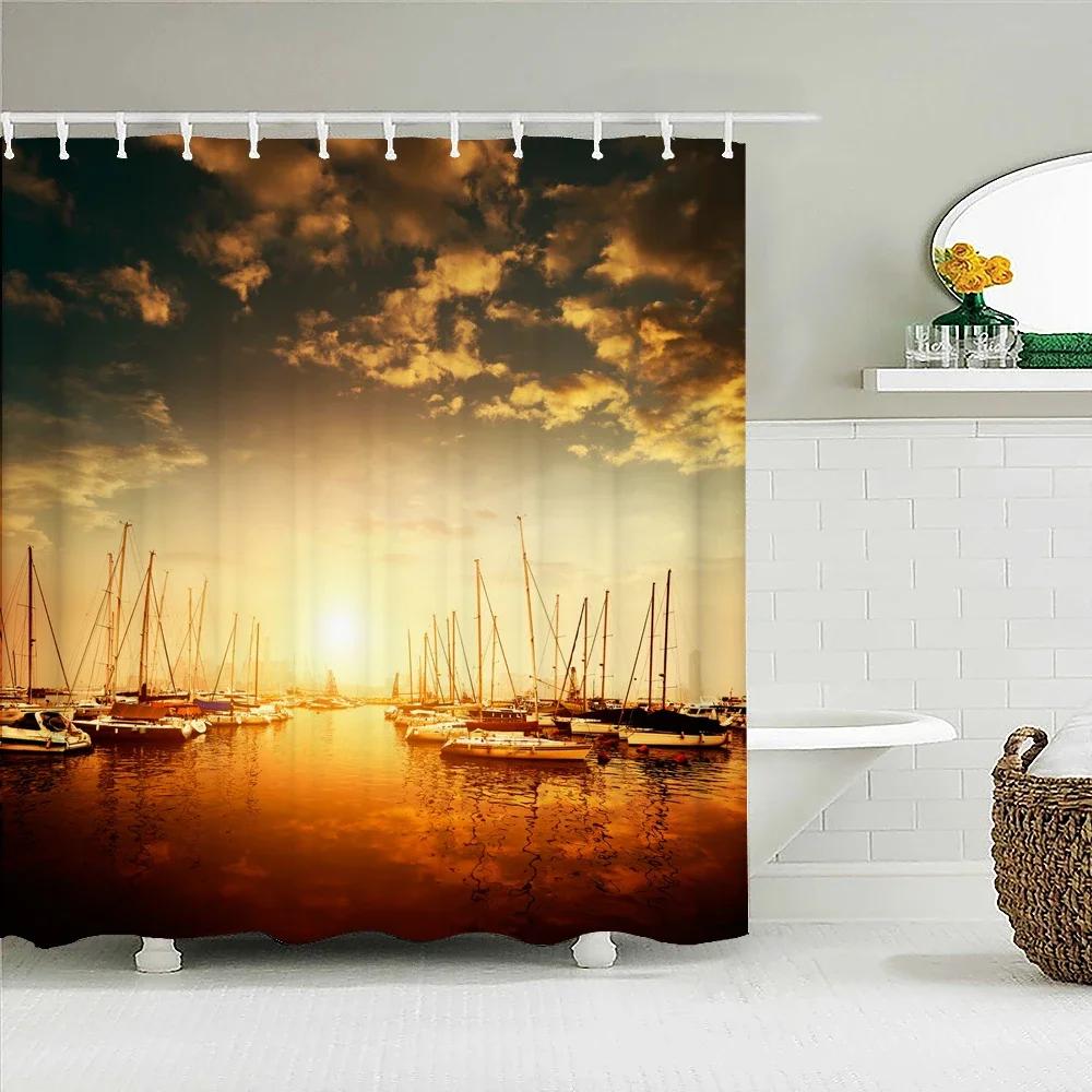 Shower Curtain Various Autumn Dusk Forest Scenery 3D Printing Shower Curtains Polyester Waterproof Home Decor Curtain