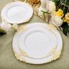 50pc Plate with Gold Beads Rim Plastic Decorative Dinner Serving Plate Dessert Wedding Xmas Party Dining Plates Decor