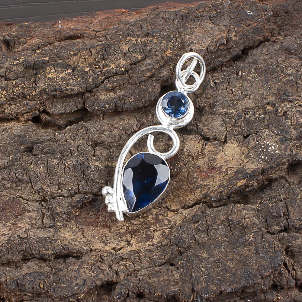 London Blue Topaz Pendant, 925 Solid Sterling Silver Gemstone Jewelry, Handmade Pendant, Gift For Thanksgiving